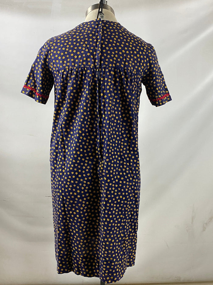 Vintage Women's Blue Flower Print Dress