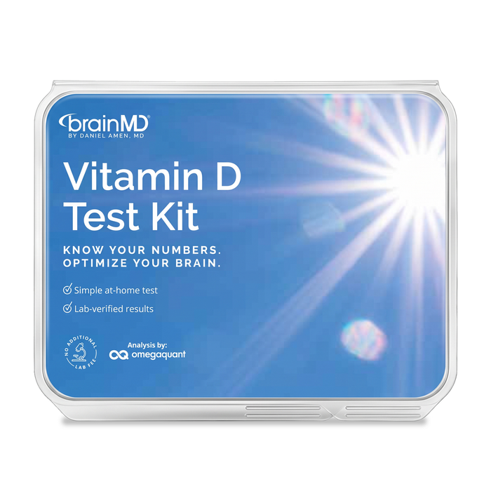 BrainMD Vitamin D Test Kit, an at-home 25-hydroxyvitamin D finger-prick blood test with lab analysis by OmegaQuant