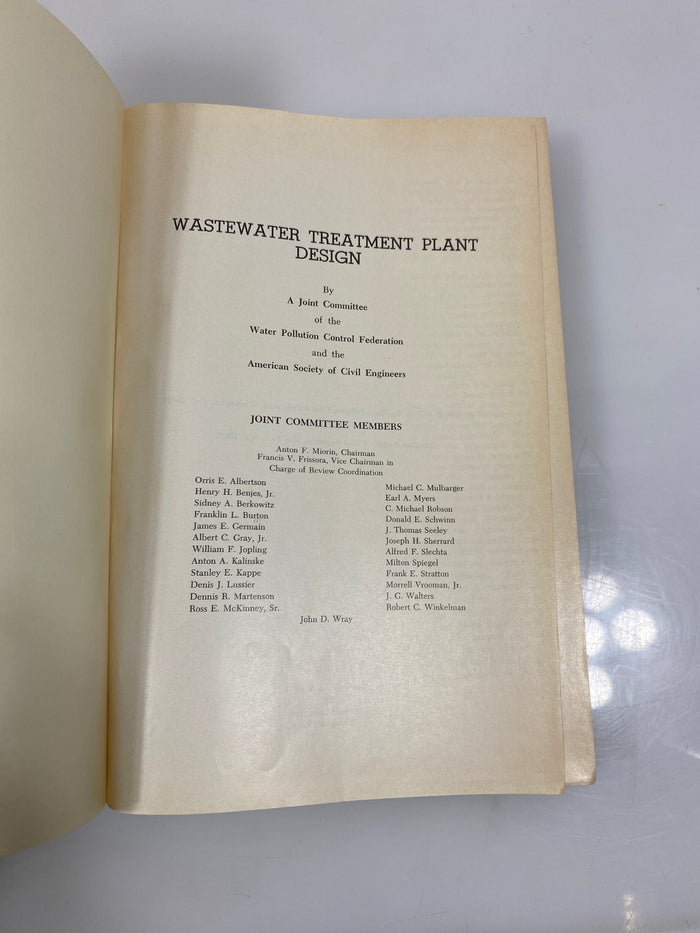 Wastewater Treatment Plant Design 1977 HC