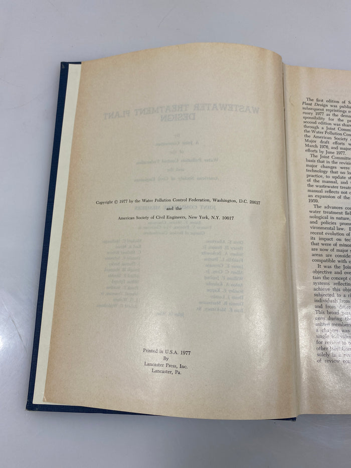Wastewater Treatment Plant Design 1977 HC
