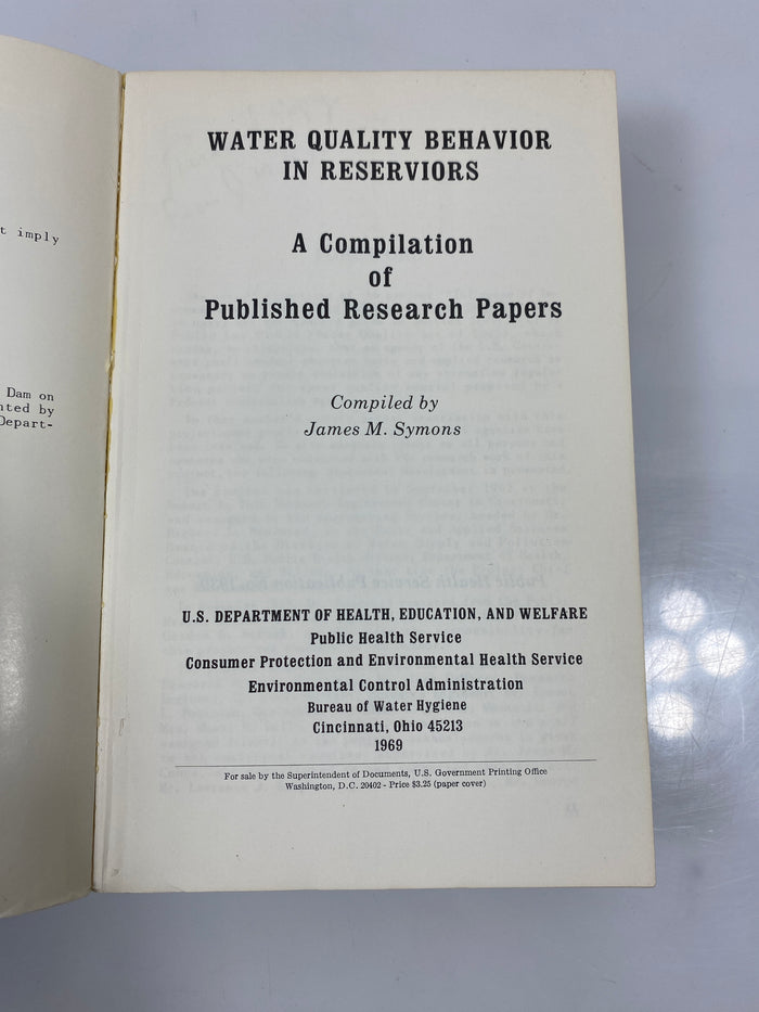 Water Quality Behavior in Reservoirs USDHEW 1969 SC