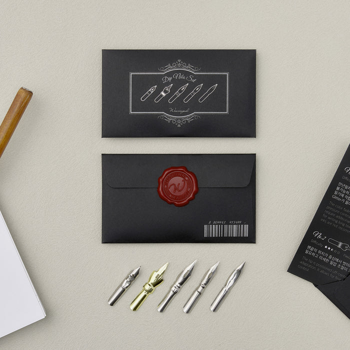 Wearingeul dip nibs set shown with packaging and multiple nibs.