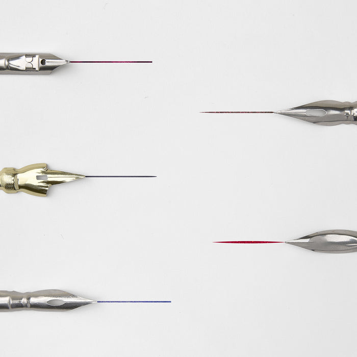 Different nib tip styles included in the Wearingeul dip nibs set.