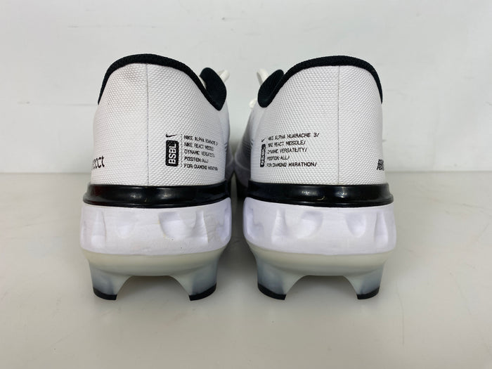 Nike White and Black Alpha Hurache Elite 3 Low MCS Gen FS Baseball Cleats Men's Size 14