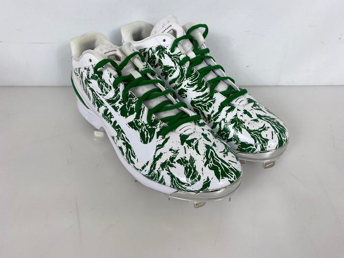 Nike White and Green Alpha Hurache Elite 2 Low Baseball Cleats Men's Size 16