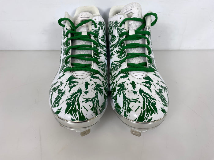 Nike White and Green Alpha Hurache Elite 2 Low Baseball Cleats Men's Size 16