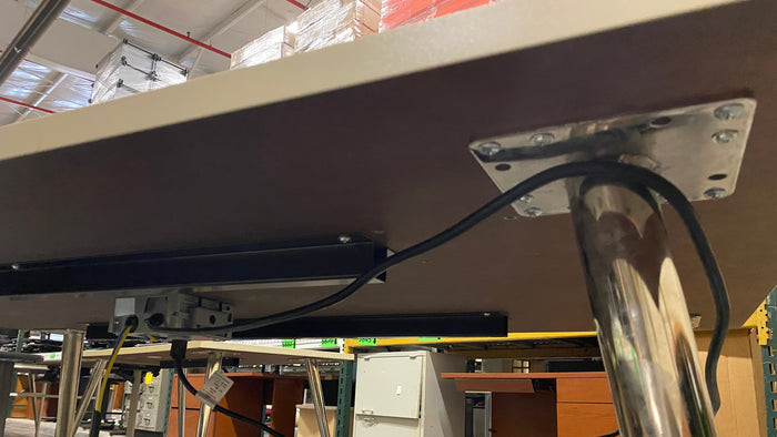 White Rectangular Laminate Table w/ Power Supply