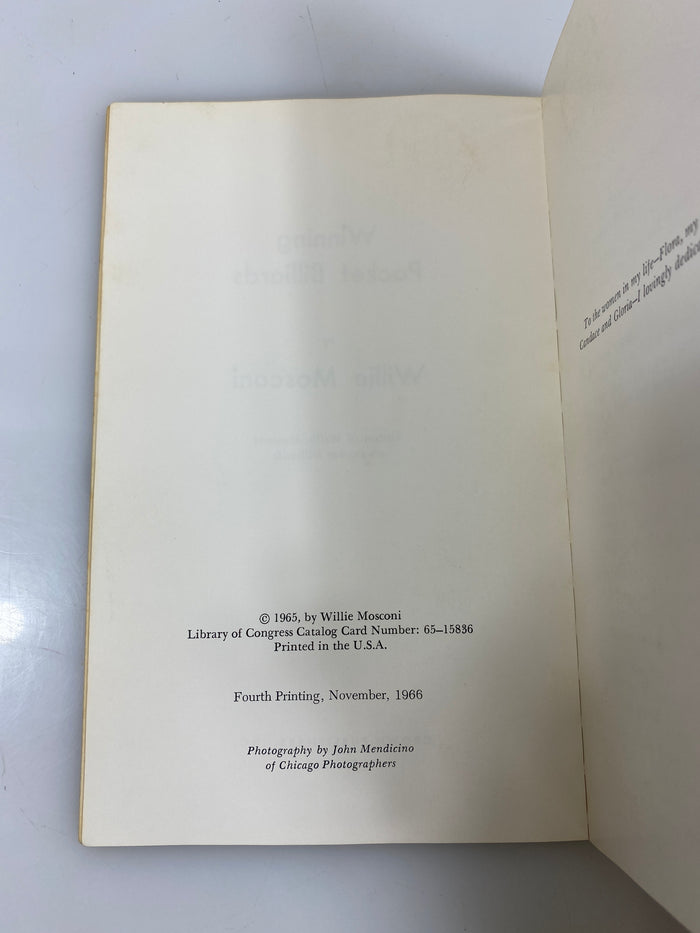 Winning Pocket Billiards by Willie Mosconi 4th Print 1966 SC
