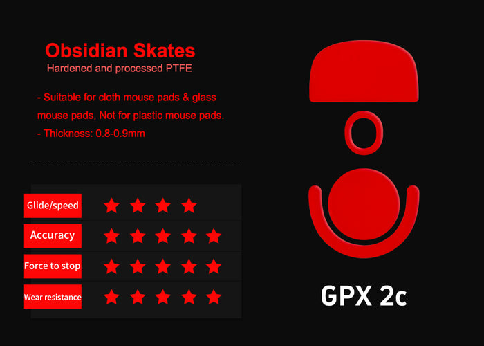 X-Raypad Obsidian Mouse Skates for Logitech G Pro X Superlight 2c (GPX 2c)