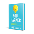 Sky blue book with yellow balloon with a smiley face on the cover against a white background.
