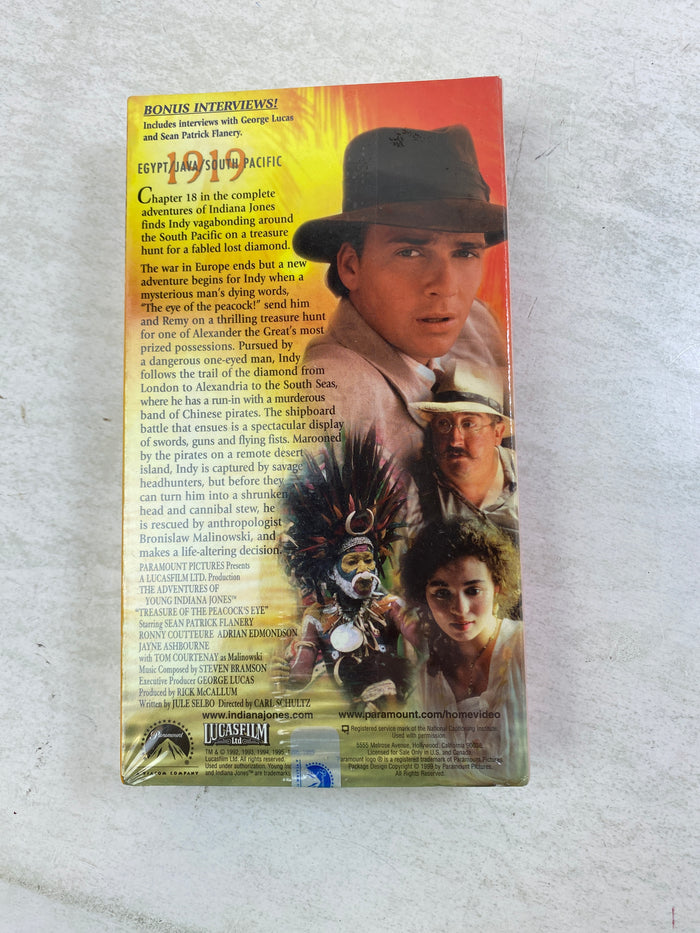 Young Indiana Jones Treasure of Peacock's Eye VHS *New* 1999