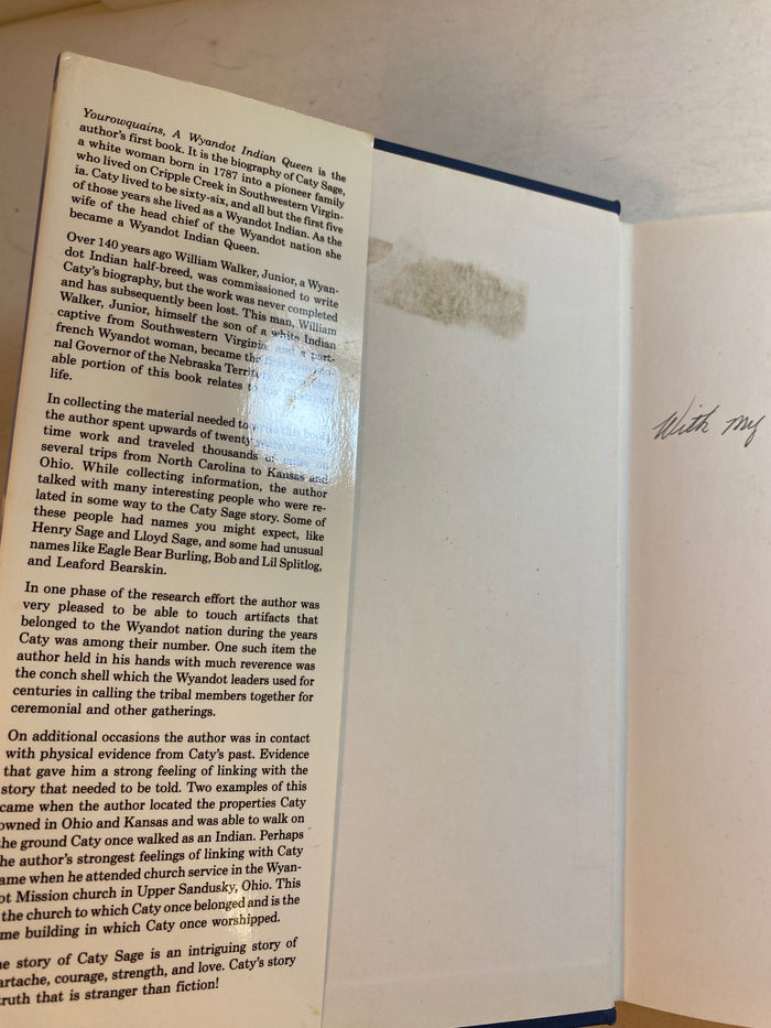 Yourowquains Wyandot Indian Queen Bill Bland HC 1992 *Signed*