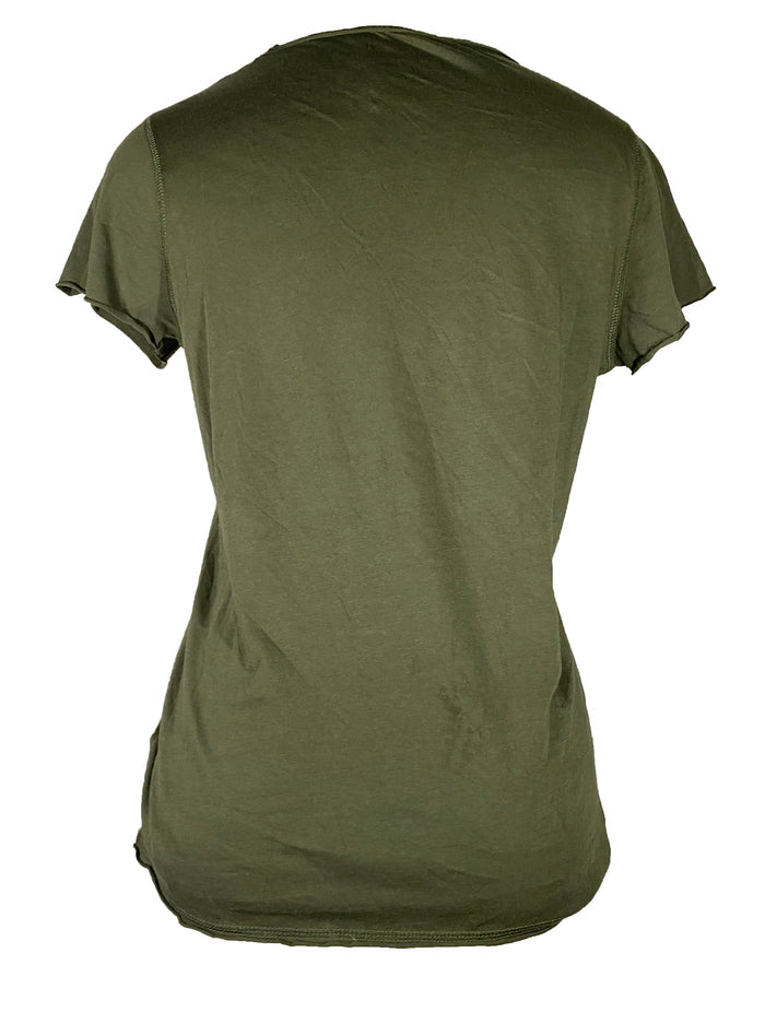 Zadig & Voltaire Dark Green Camouflage Beaded Skull Bouse Women's Size M