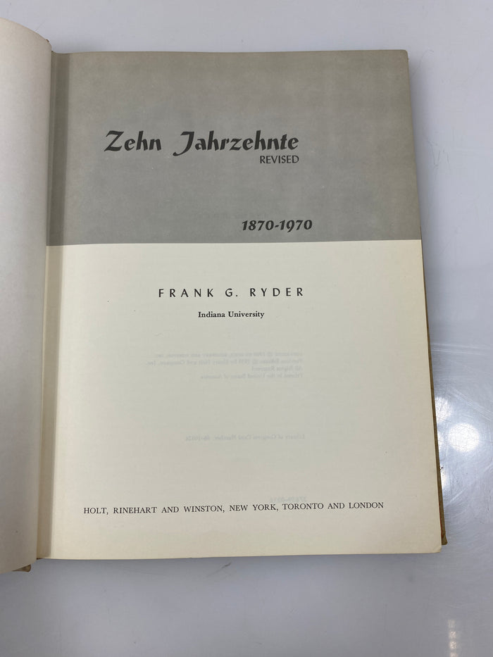 Zehn Jahrzehnte Revised 1870-1970 by Ryder 1966 HC